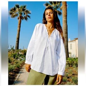 Zara NWT 100% Linen Blouse